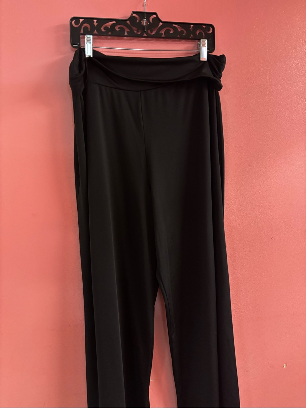 new directions Black Wide-Leg Fold-Over Waist Pants